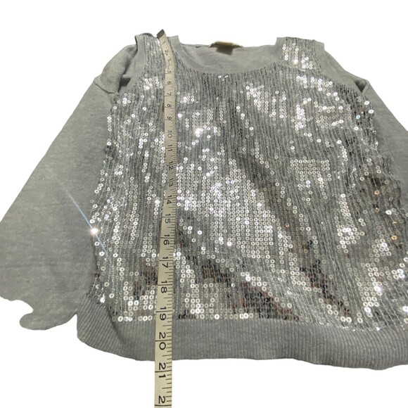 Michael Kors Sweater Sequins Cardigan and Tank Cotton Blend Top Silver Grey S/P - Picture 11 of 11